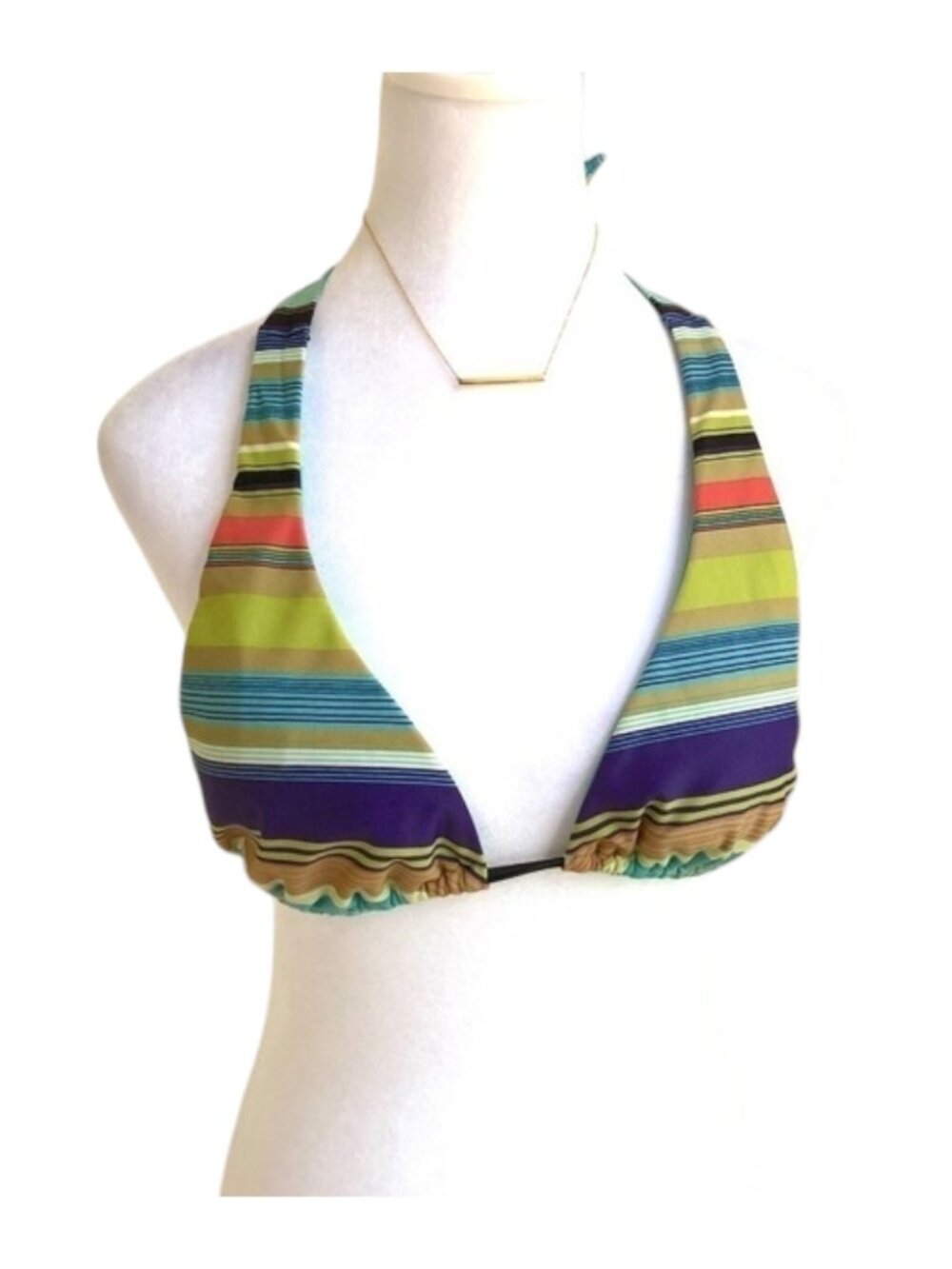 Ted Baker Bikini Top Multi Color Stripe Halter Style Retro (3/US 8)